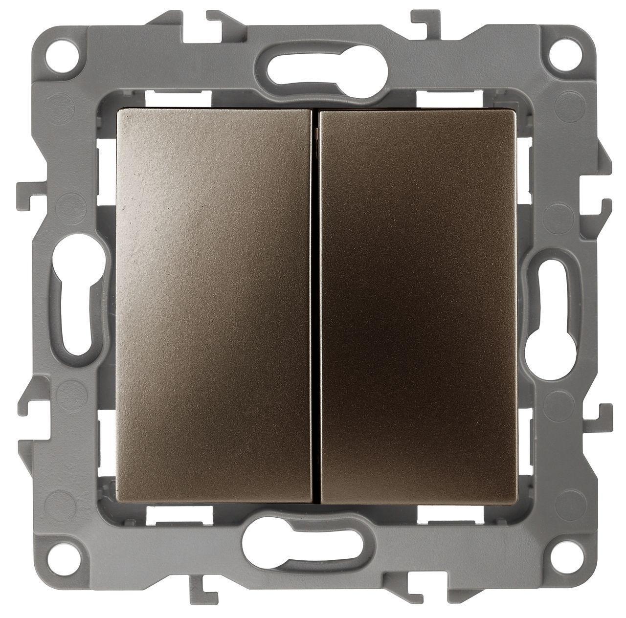 

ЭРА Выключатель двухклавишный ЭРА 12 10AX 250V 12-1104-13 Б0019288, Бронзовый
