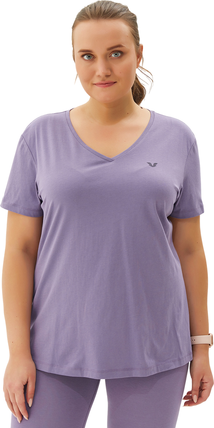Футболка женская Bilcee Plus Size Women's V-Neck T-Shirt фиолетовая 4XL