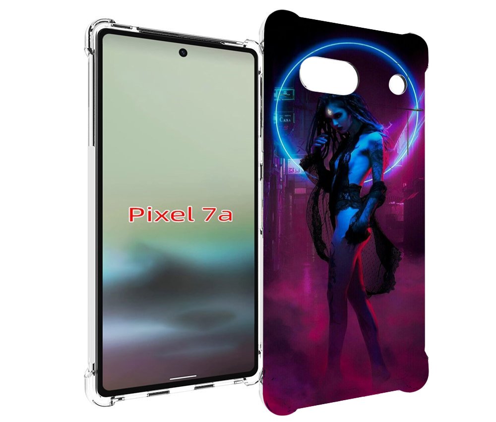 

Чехол MyPads красивая девушка в дыму неон женский для Google Pixel 7A, Tocco