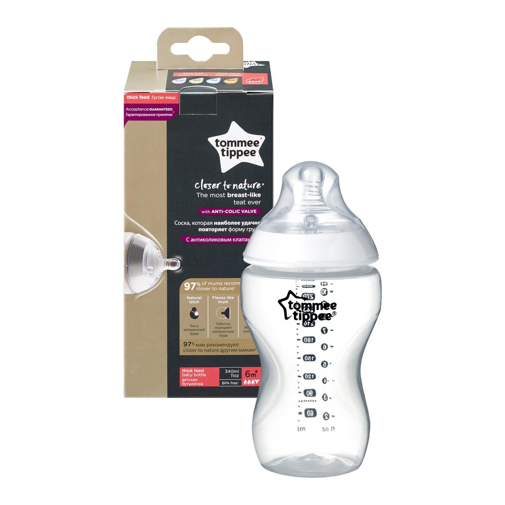 Бутылочка для кормления Tommee Tippee Сloser to nature, 340 мл бутылочка tommee tippee для кормления advanced anti colic 0 260 мл 2 шт