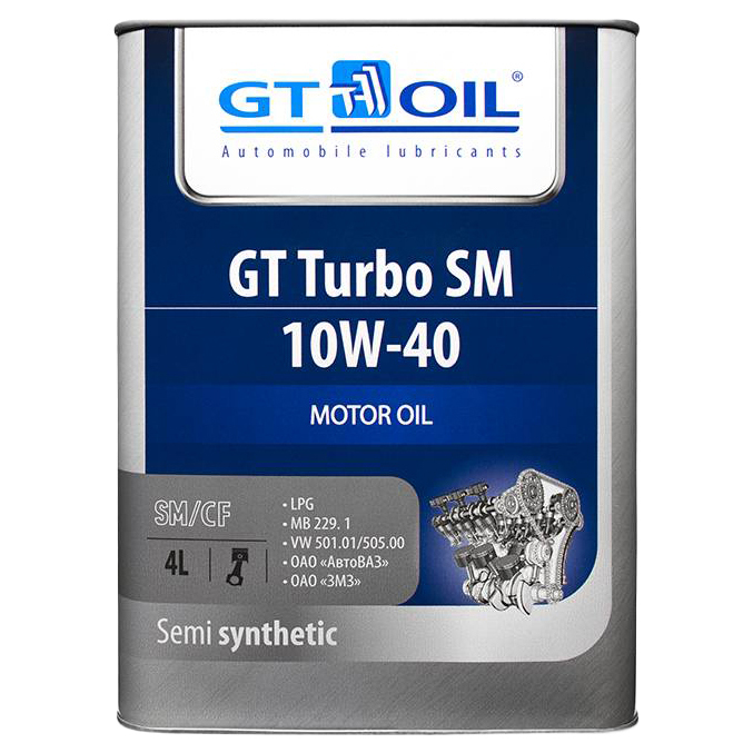 Моторное масло GT OIL полусинтетическое SAE 10W40 API SM SN/CF 4л