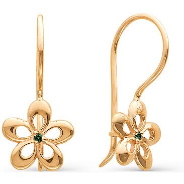 

Серьги женские из золота АЛЬКОР 21127-101, изумруд, 21127-101