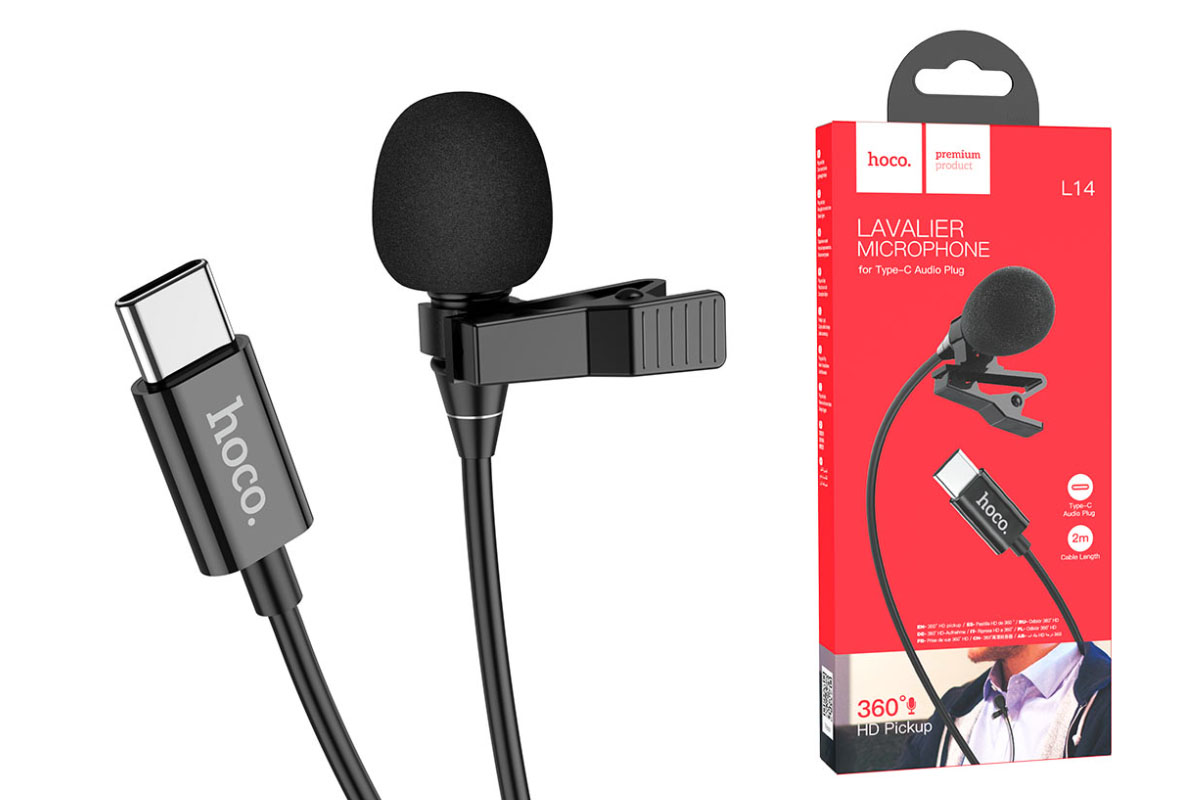 Микрофон  L14 Type-C Lavalier microphone 1,5 метра черный