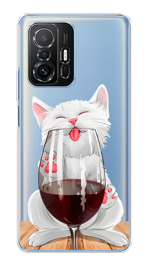 

Чехол на Xiaomi Mi 11T/11T Pro "Кот с бокалом", Прозрачный;белый;красный, 311250-1