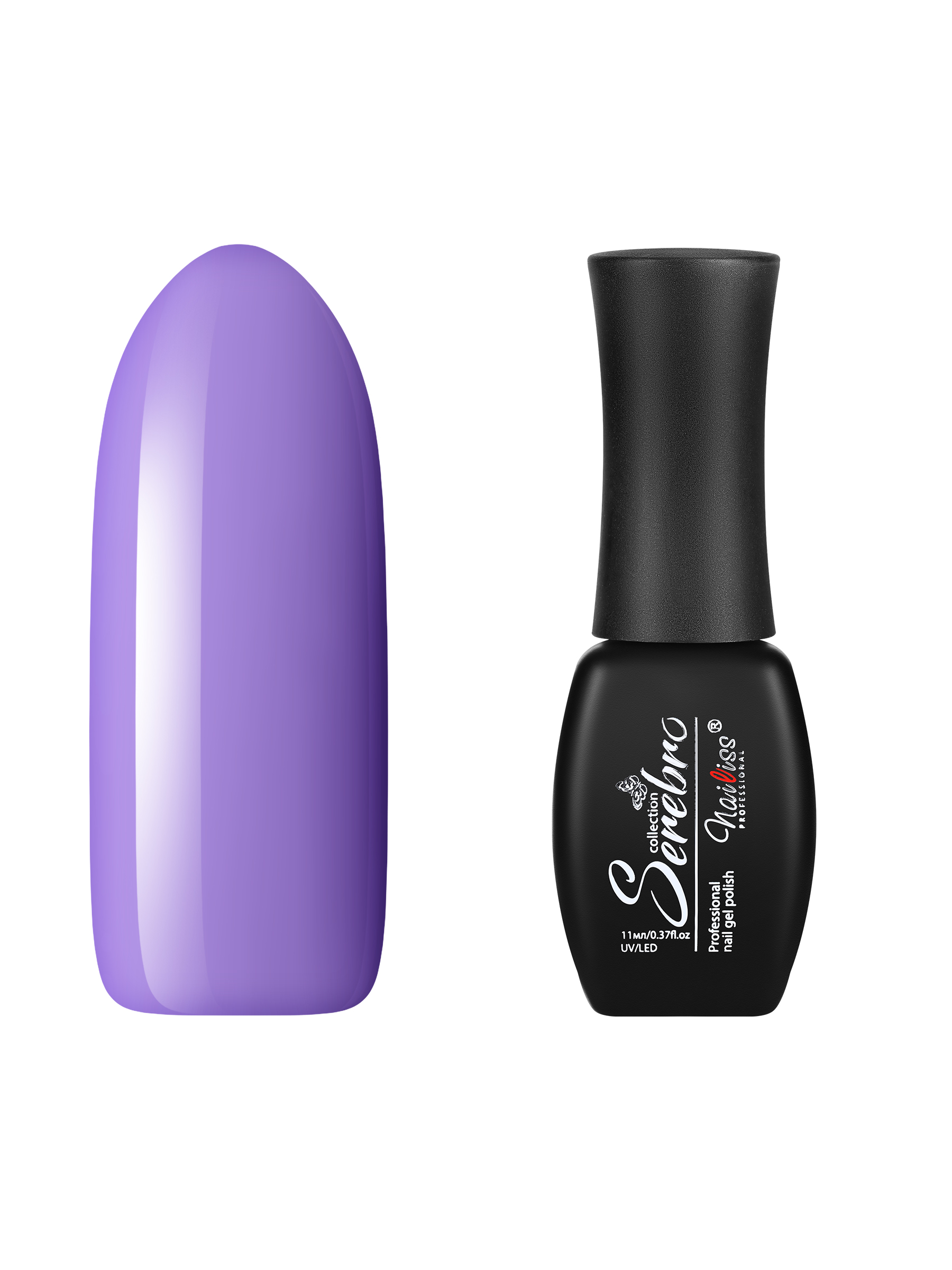 Гель-лак для ногтей Serebro, плотный, гипоаллергенный, насыщенный, яркий фиолетовый, 11 мл