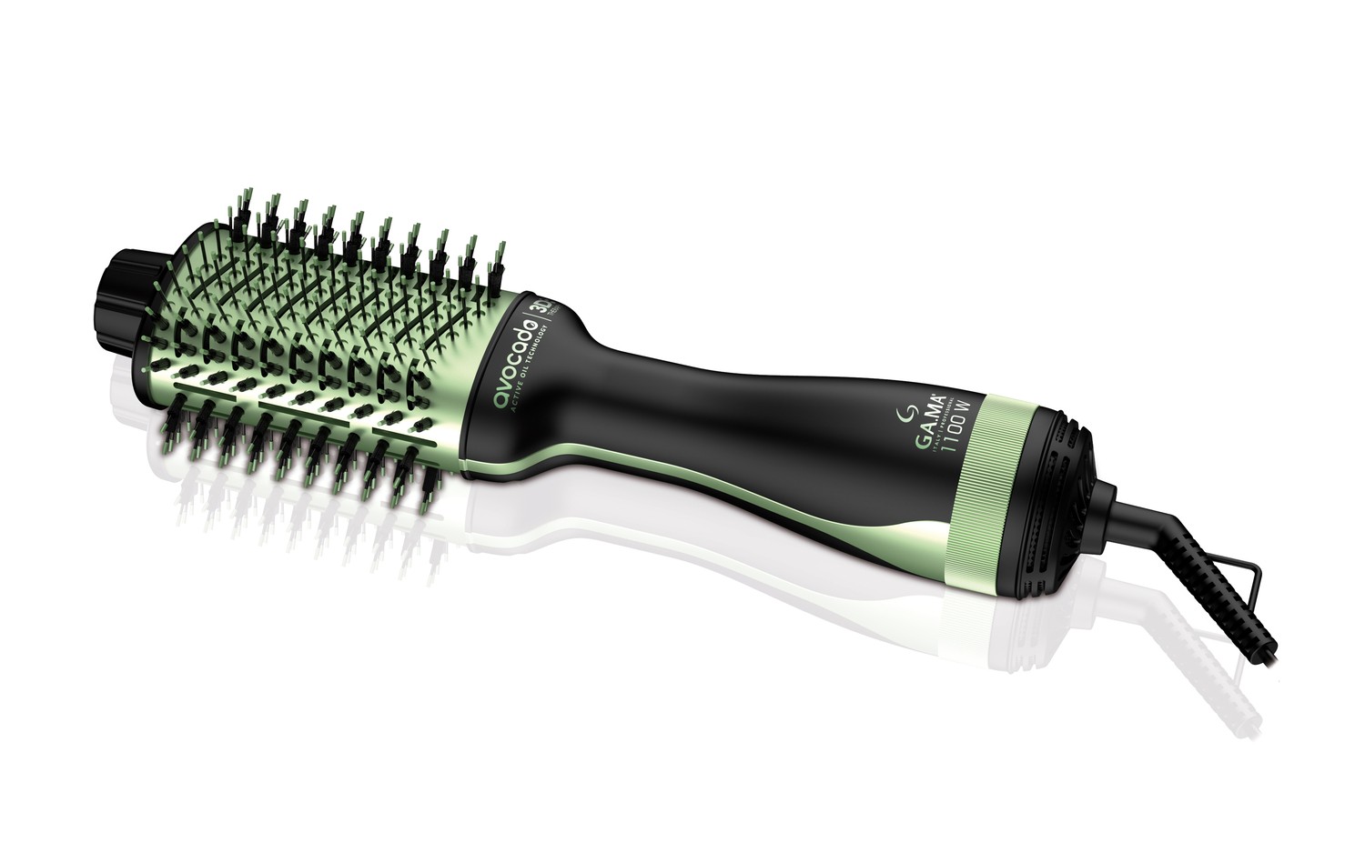 Фен-щетка GA.MA GH4002 1100 Вт зеленый, черный щетка для волос beauty style тизер мягкие зубья 45411