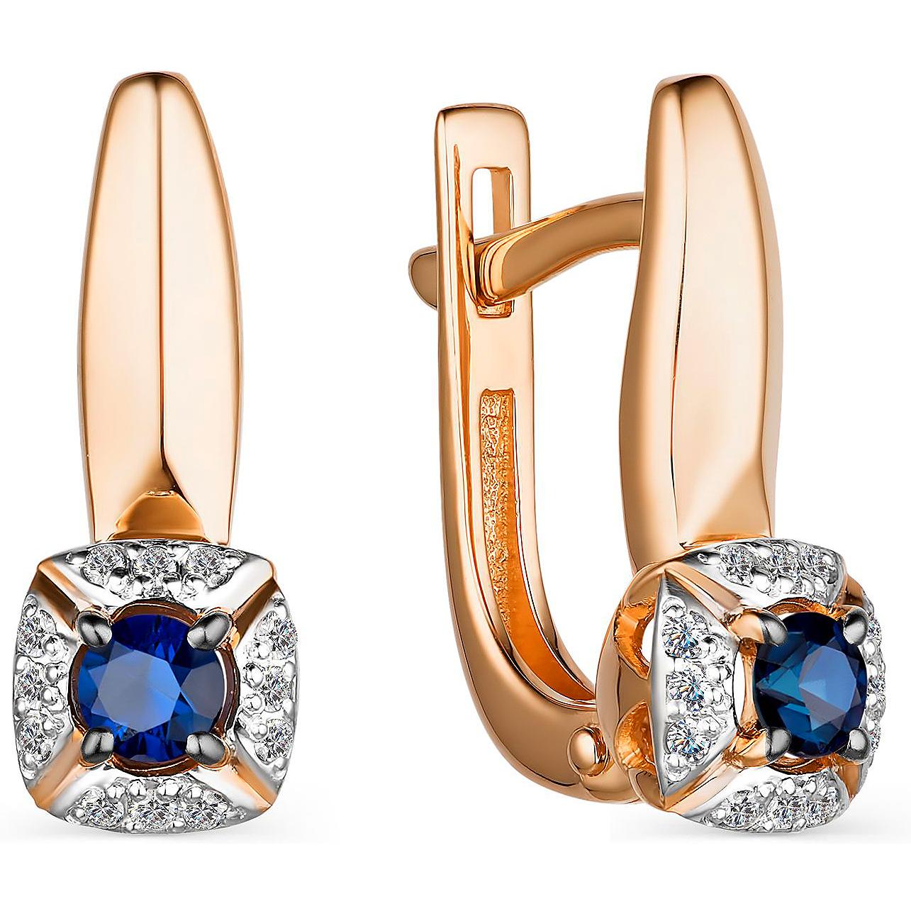 

Серьги женские из золота АЛЬКОР 23888-102, сапфир/бриллиант, 23888-102