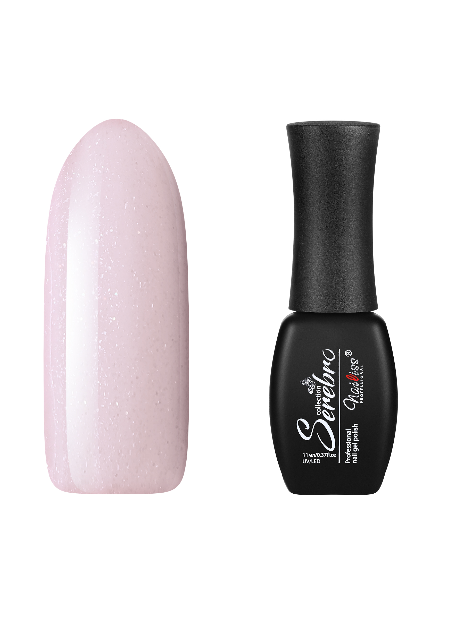 Гель-лак для ногтей Serebro с блестками, гипоаллергенный, плотный насыщенный розовый 11 мл