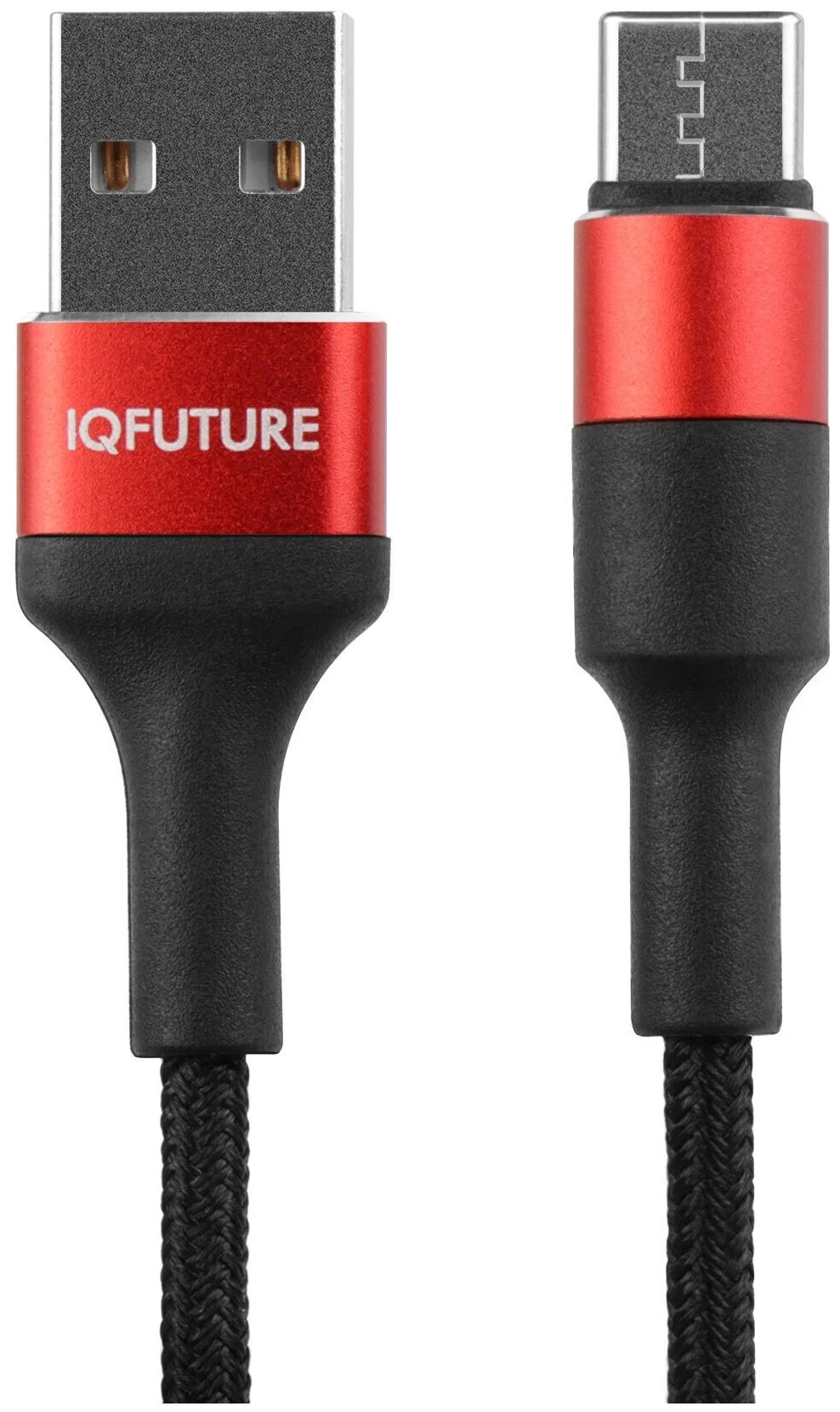 Кабель USB-Type-C IQFuture IQ-UC2A, 2A, 1.2 м, черный/красный