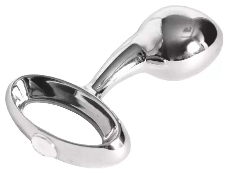 Серебристая анальная втулка с ручкой 10 см