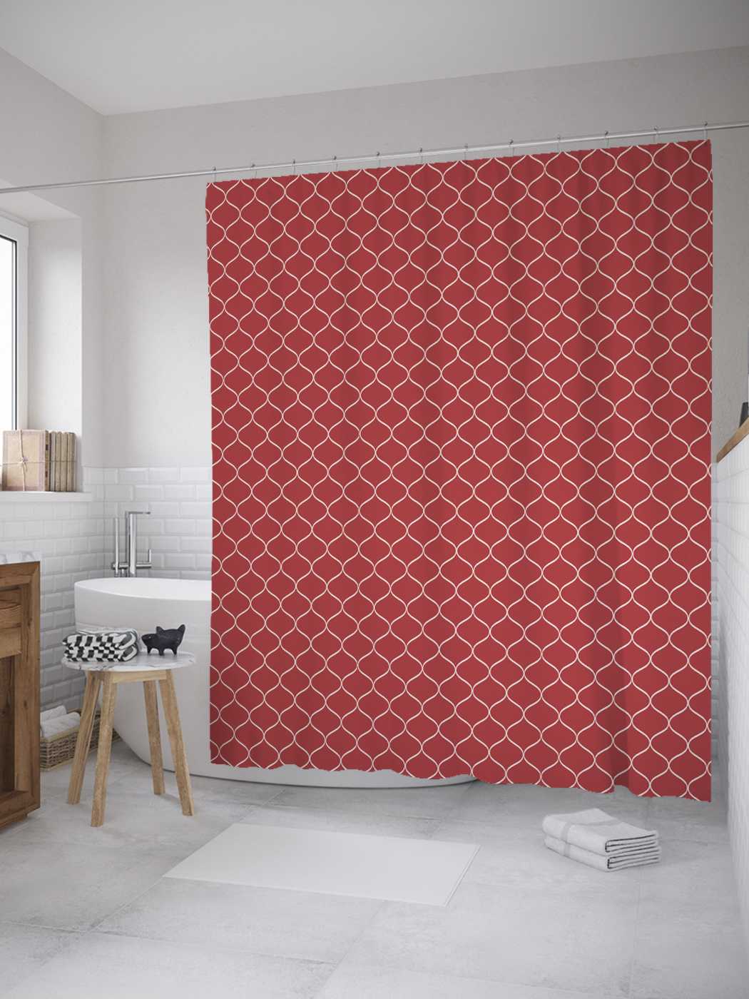 

Штора (занавеска) JoyArty для ванной "Восточные ромбы" из сатена, 180х200 см с крючками, Бежевый