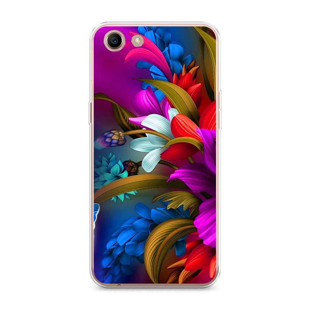 

Чехол для Oppo A83 "Фантастические цветы", Фиолетовый;красный;синий, 250150-2