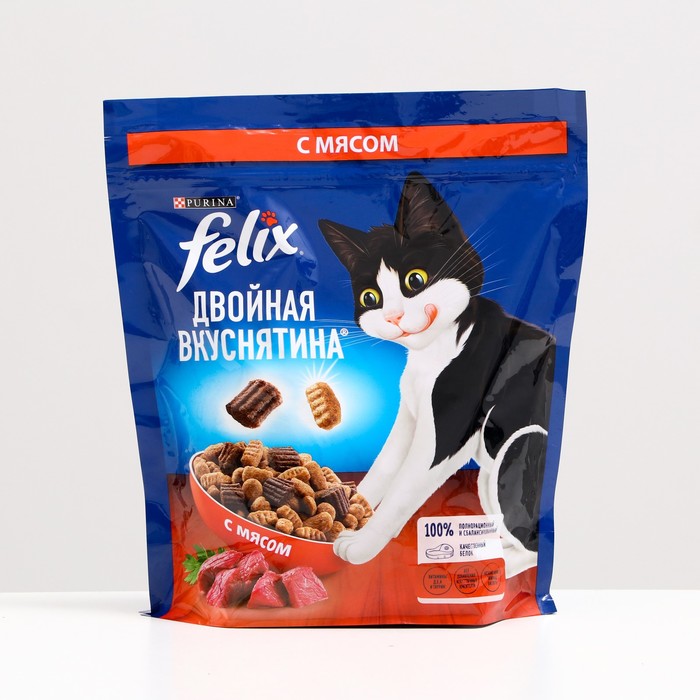 фото Сухой корм felix "двойная вкуснятина" для кошек, мясо, 600 г (2 шт) nobrand