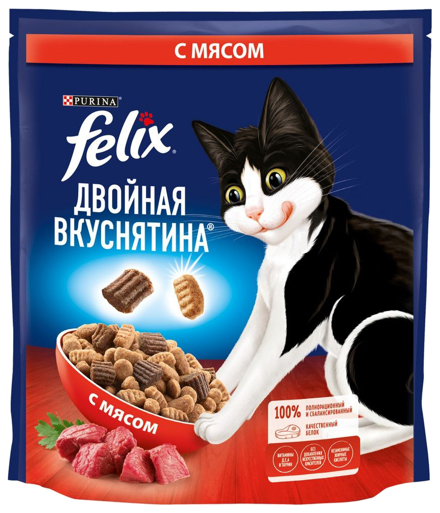 

Сухой корм для кошек FELIX Двойная вкуснятина с мясом 2 шт по 600 г