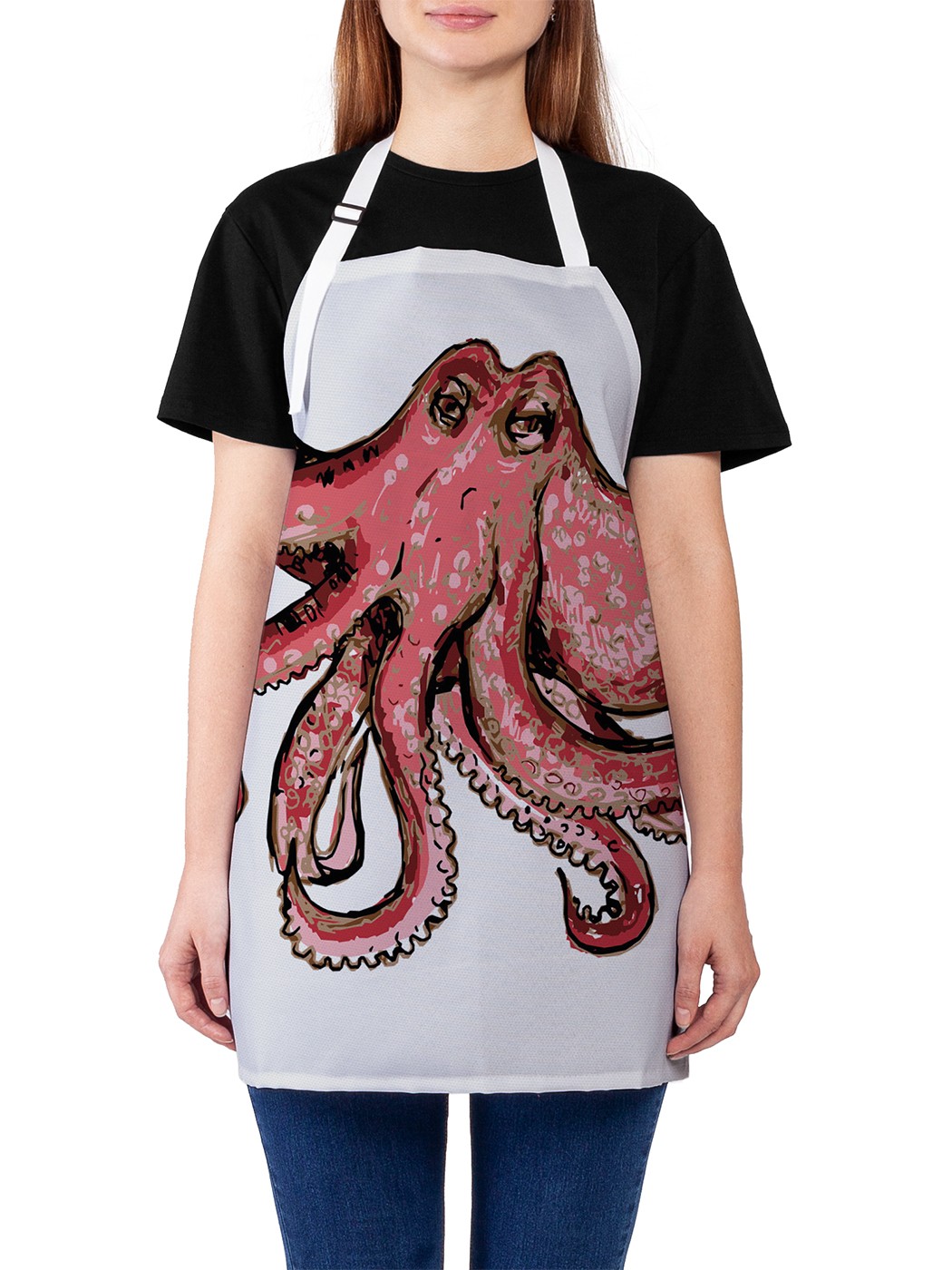 

Фартук женский JoyArty для готовки "Загадочный осьминог", универсальный размер, Голубой