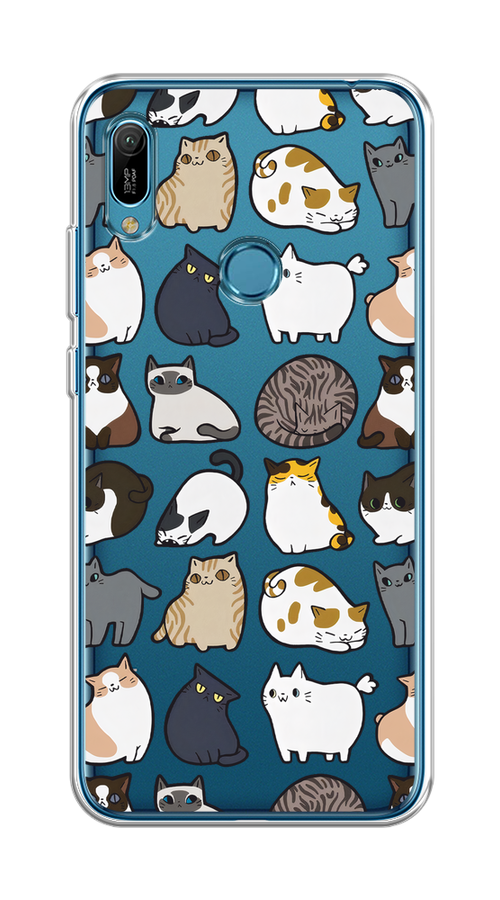 

Чехол на Huawei Y6 2019, Honor 8a/8a Pro/Y6s "Милые котики", Прозрачный;белый;серый, 611550-1