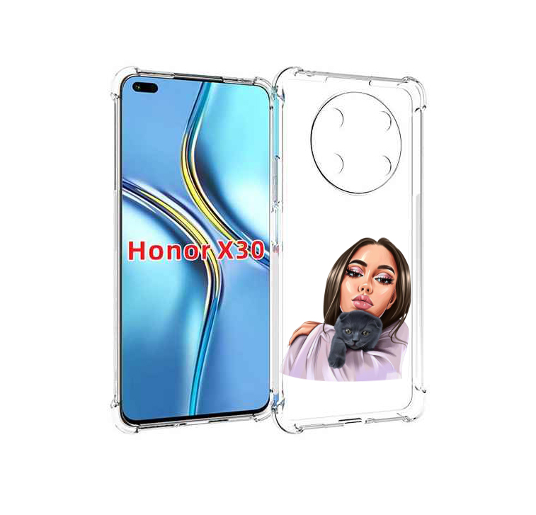 

Чехол MyPads нарисованная-девушка-с-котом женский для Honor X30 / Magic4 Lite 5G, Прозрачный, Tocco