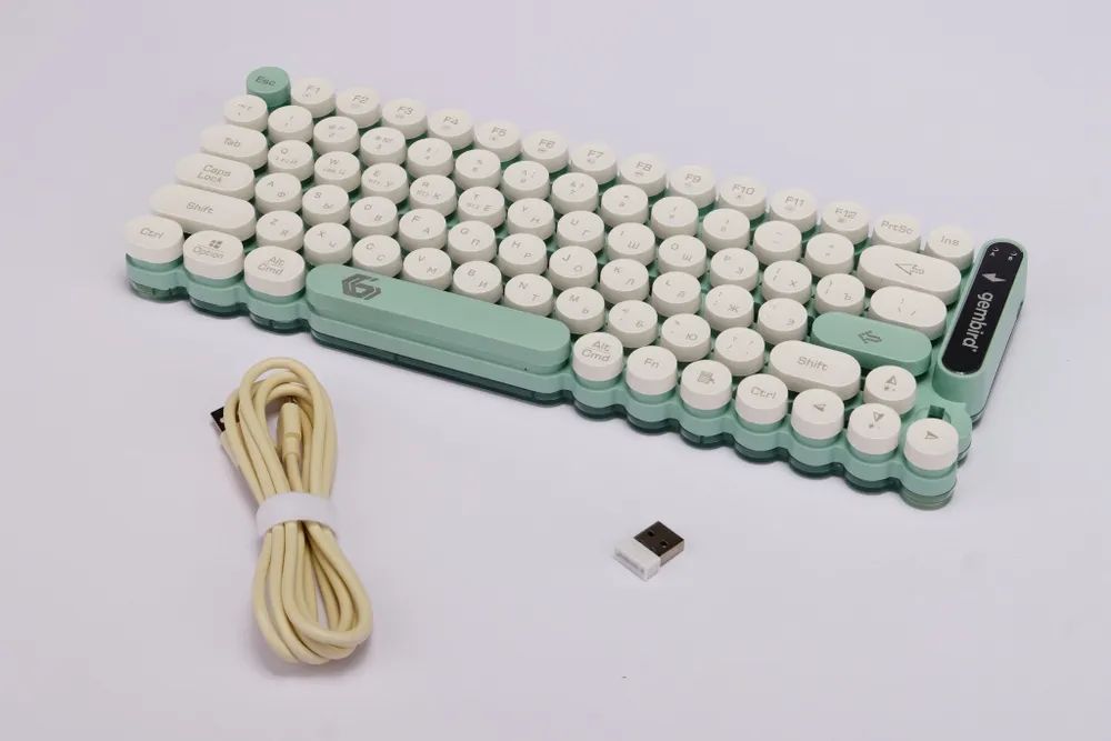 

Проводная/беспроводная игровая клавиатура Gembird KBW-9 White/Blue/Green, KBW-9