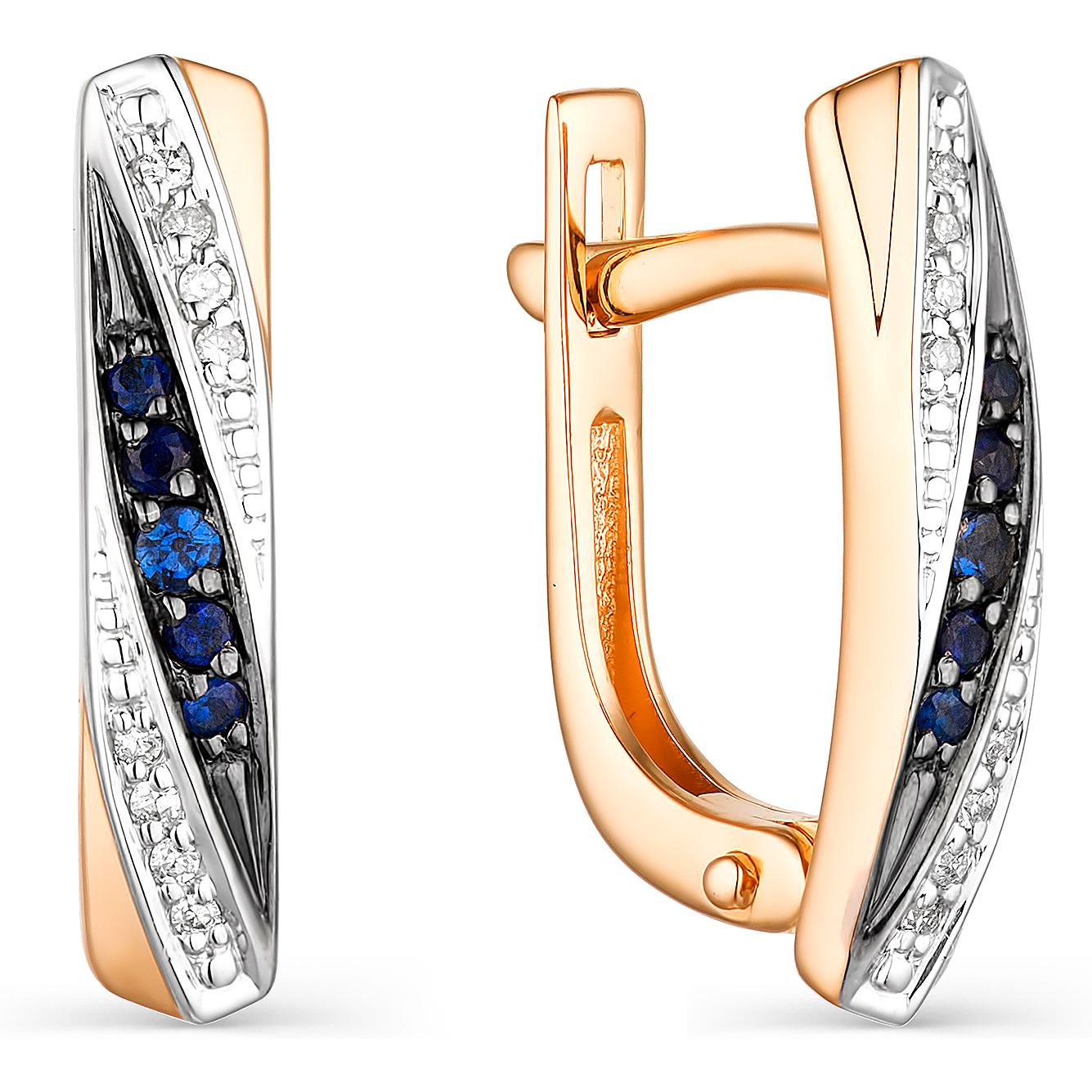 

Серьги женские из золота АЛЬКОР 23784-102, сапфир/бриллиант, 23784-102