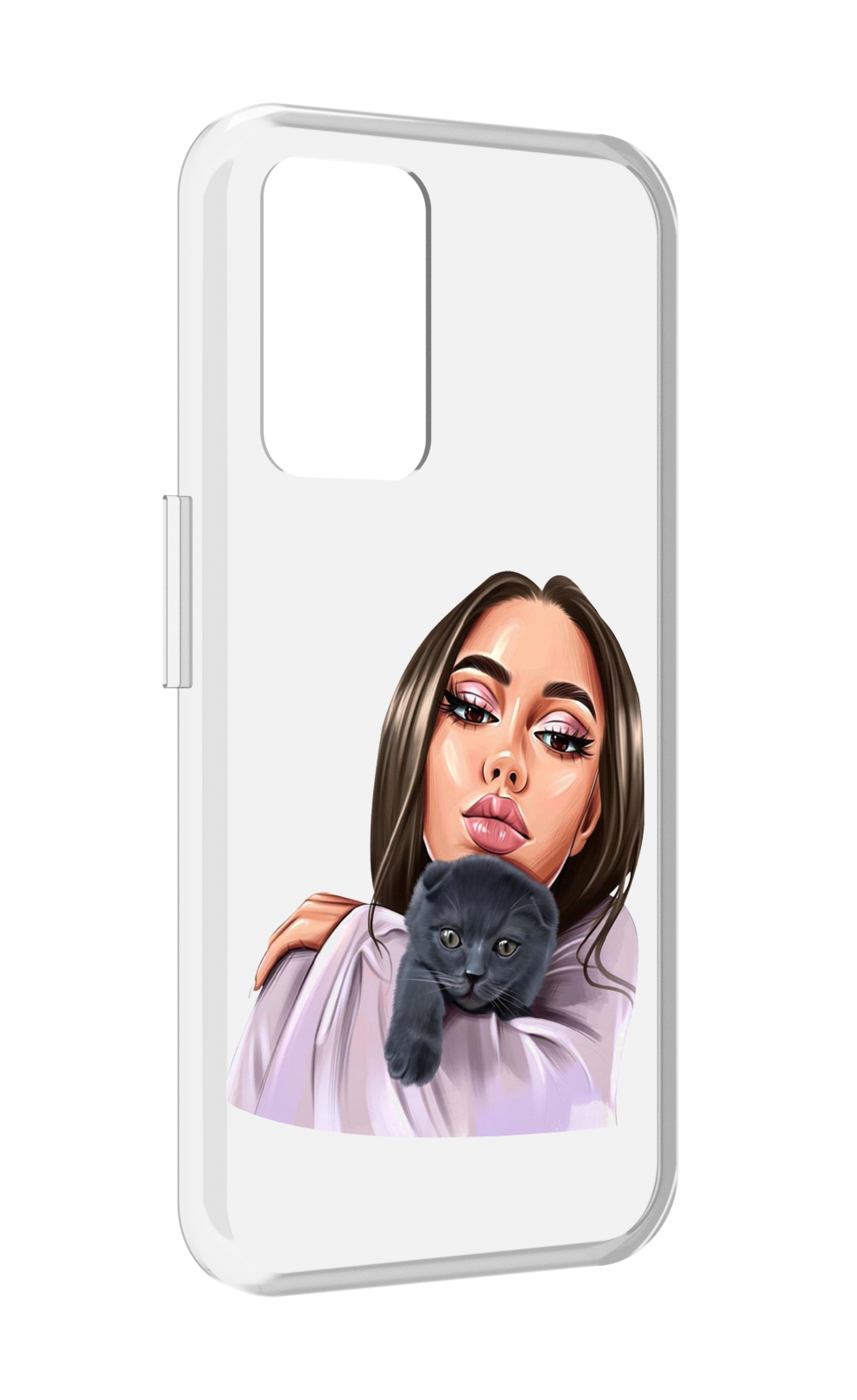 

Чехол MyPads нарисованная-девушка-с-котом женский для Realme GT Neo3T, Прозрачный, Tocco