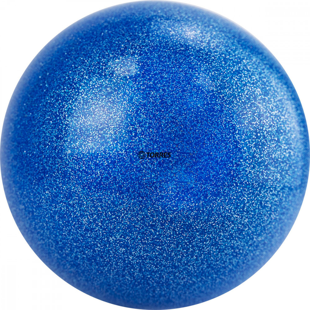 Мяч для художественной гимнастики Torres AGP-19-02, синий с блестками, 19 см