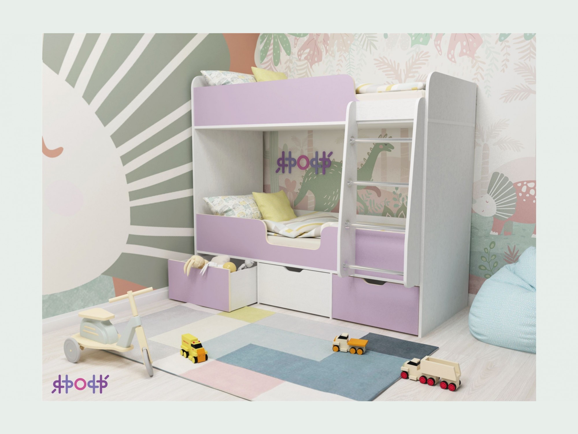 

Кровать двухъярусная Малыш Двойняшка (Ирис, Белое дерево)