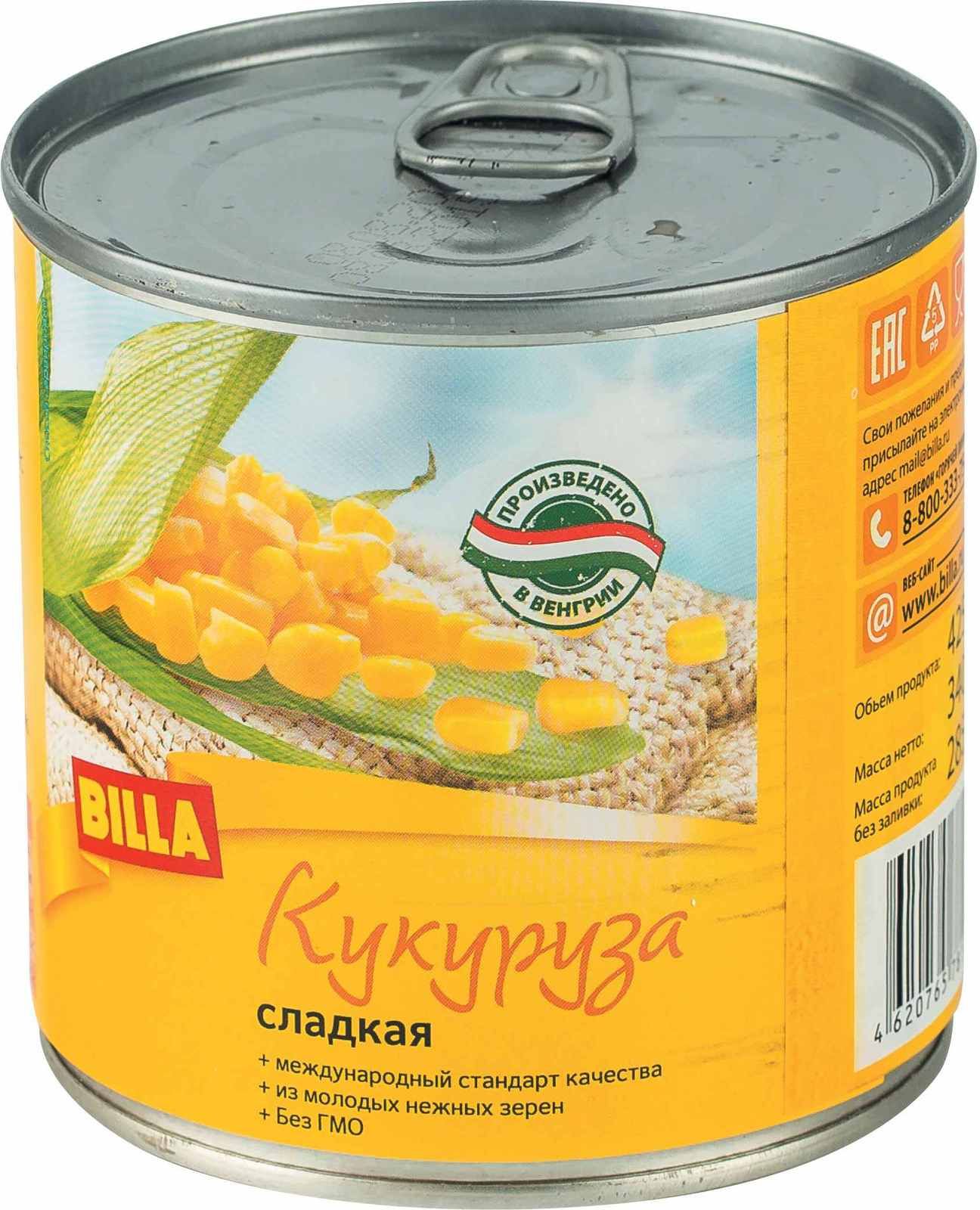 

Кукуруза Billa сладкая 340 г