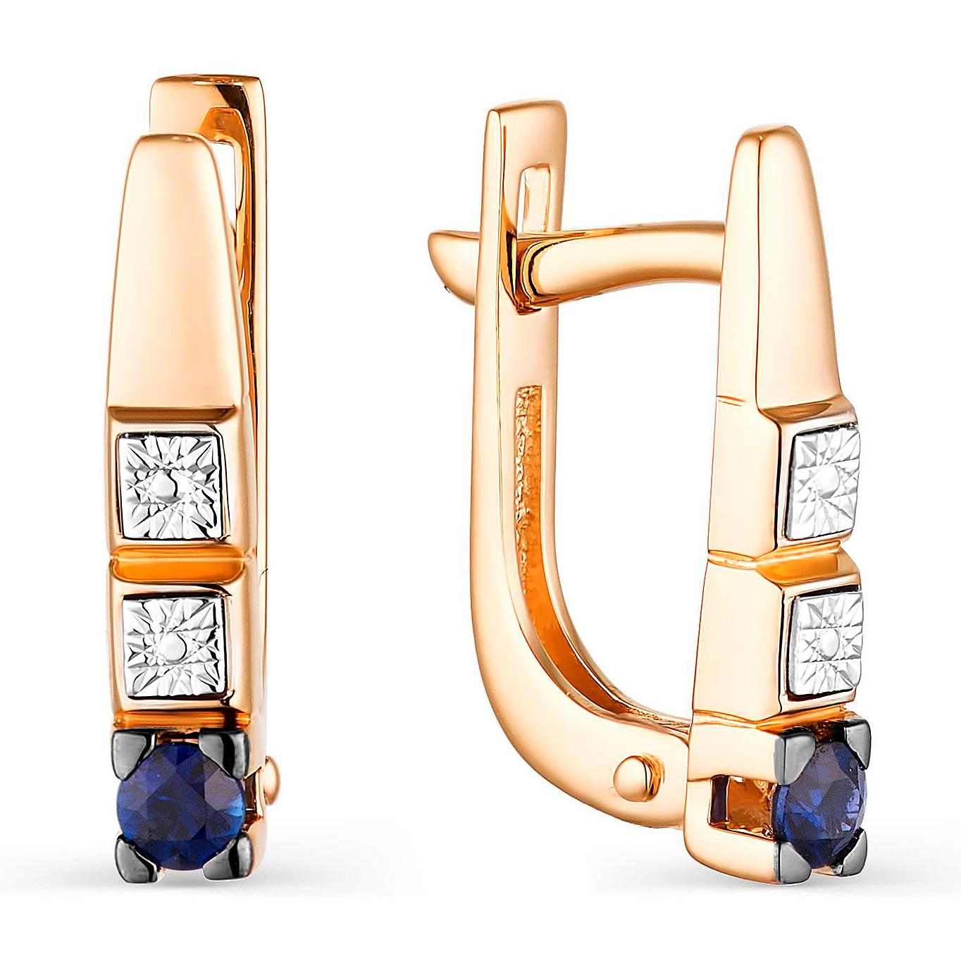 

Серьги женские из золота АЛЬКОР 23742-102, сапфир, 23742-102