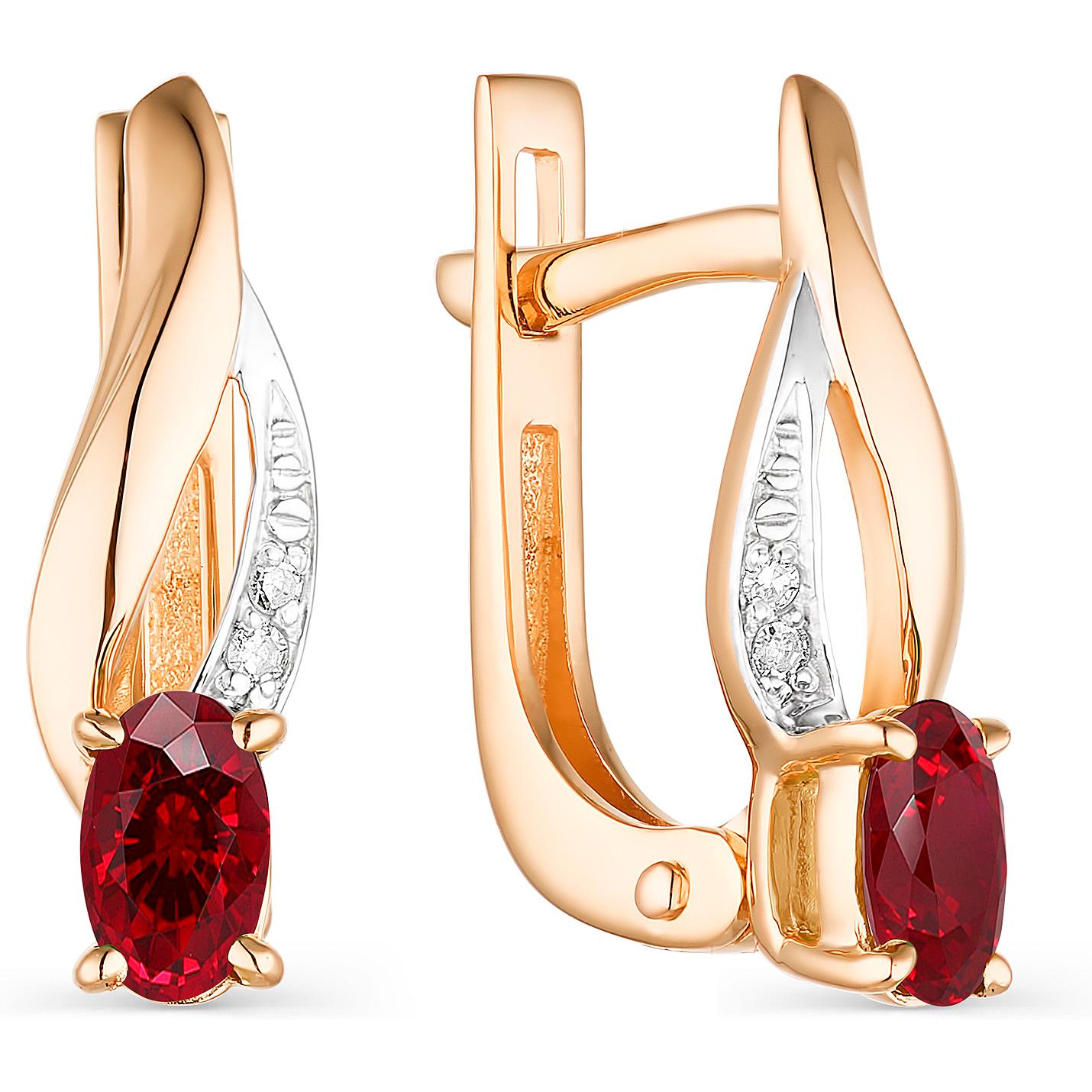 

Серьги женские из золота АЛЬКОР 23688-103, рубин/бриллиант, 23688-103