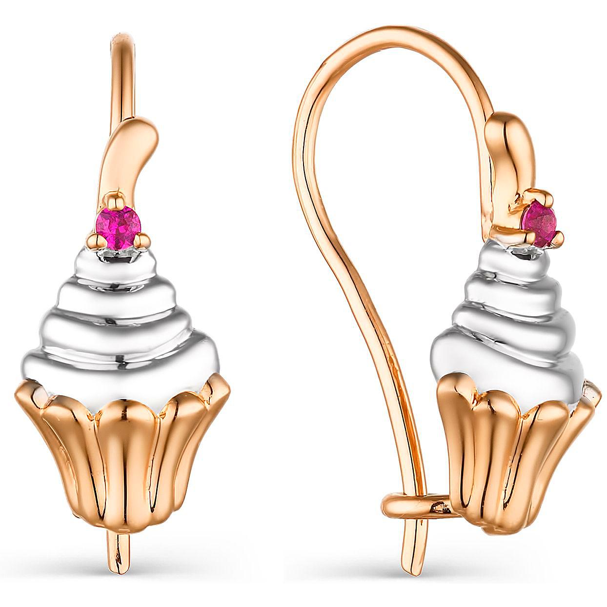 

Серьги женские из золота АЛЬКОР 23654-103, рубин, 23654-103