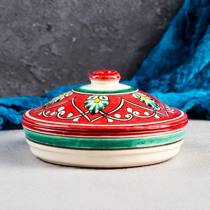 

Масленка Риштанская Керамика "Узоры", 17 см, красная