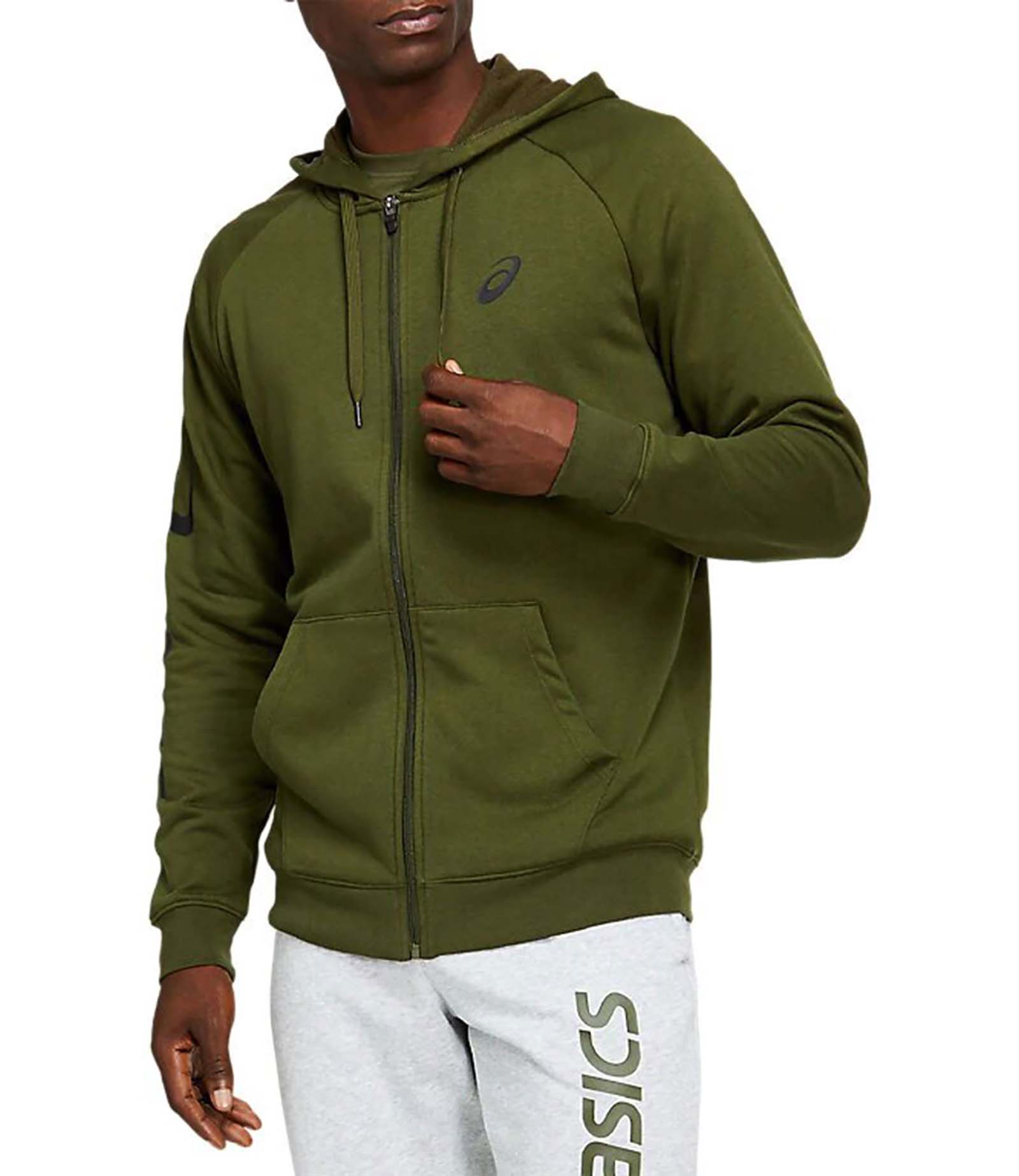 фото Толстовка мужская asics big asics fz hoodie зеленая l