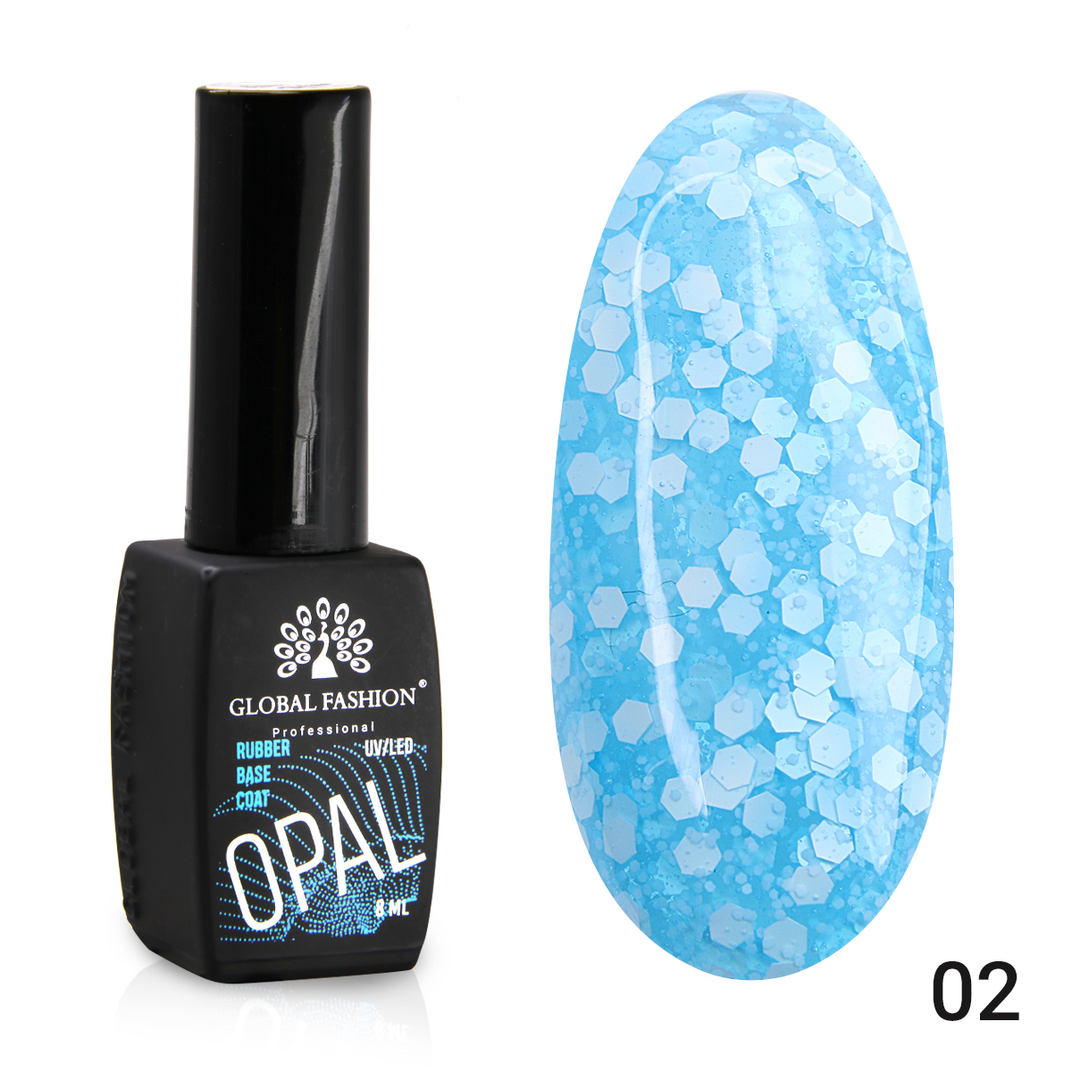 

Каучуковая база Snow flakes Global Fashion 8 мл, 02