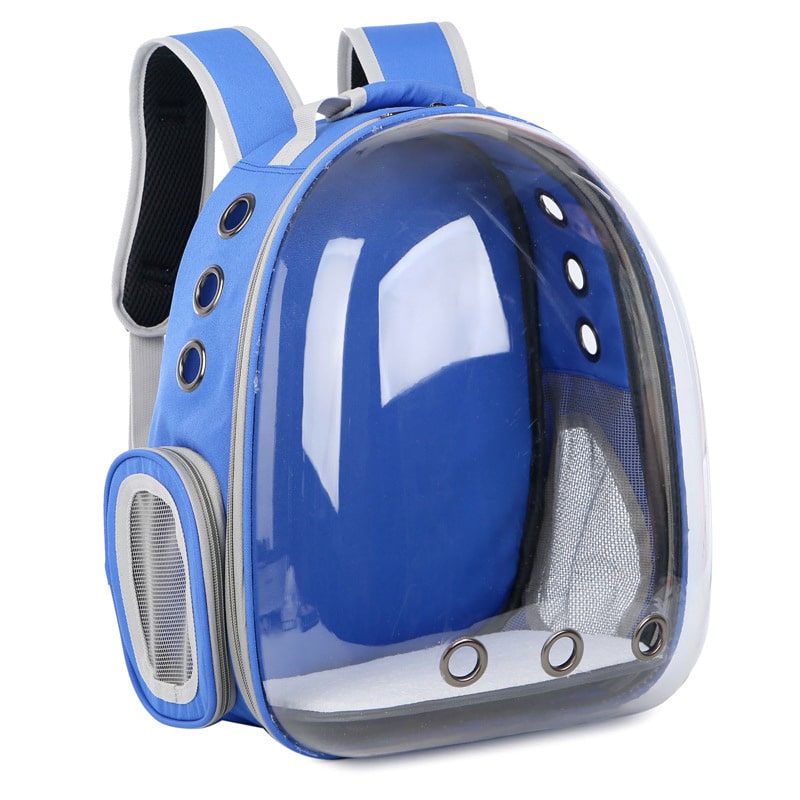 фото Рюкзак для кошек и собак baziator иллюминатор с вентиляцией для воздуха 18x31x42см синий
