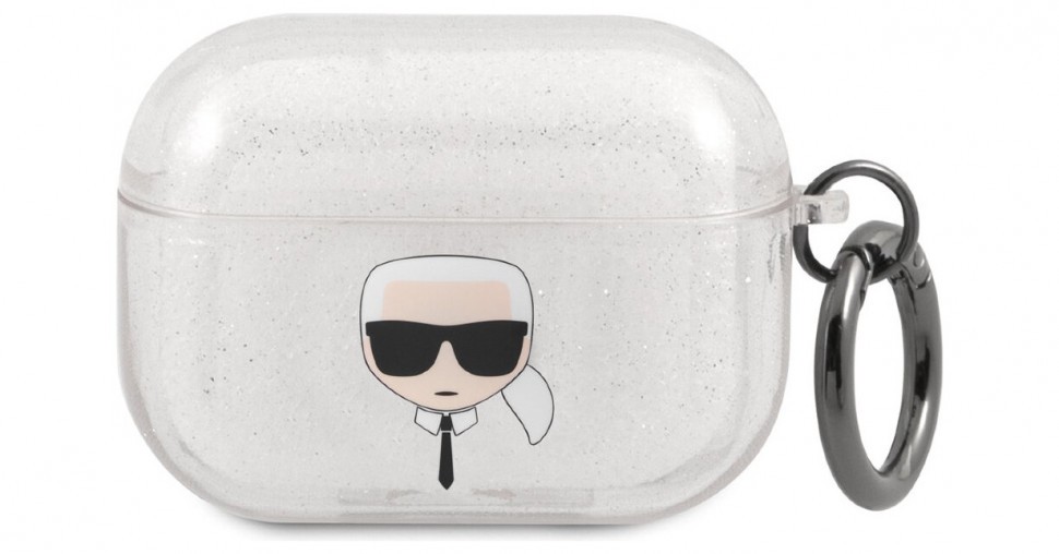 фото Чехол karl lagerfeld tpu glitters with ring karl transparent для airpods pro серебристый cg mobile