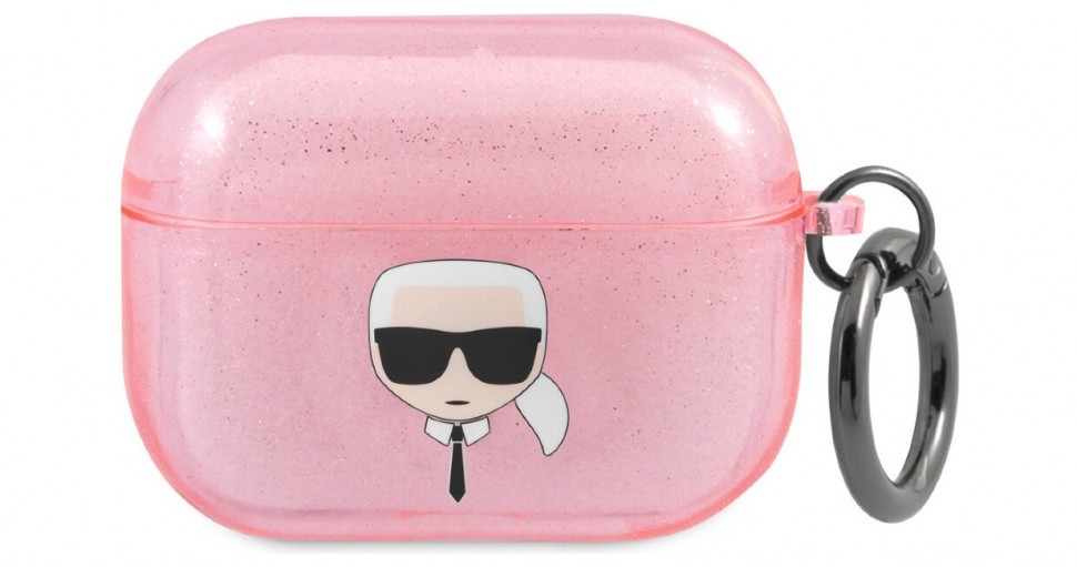 фото Чехол karl lagerfeld tpu glitters with ring karl transparent для airpods pro розовый cg mobile