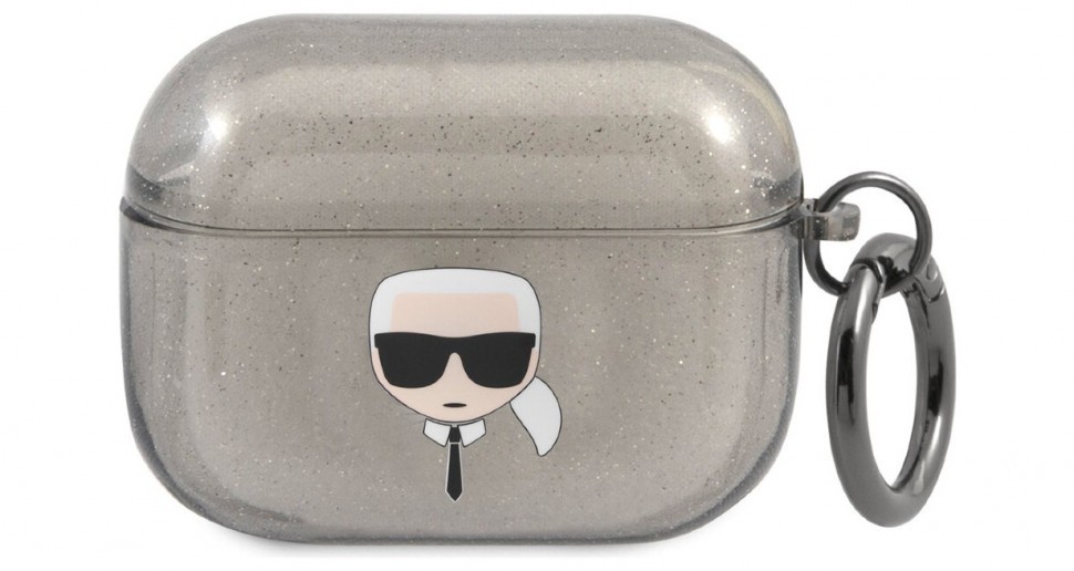 фото Чехол karl lagerfeld tpu glitters with ring karl transparent для airpods pro черный cg mobile