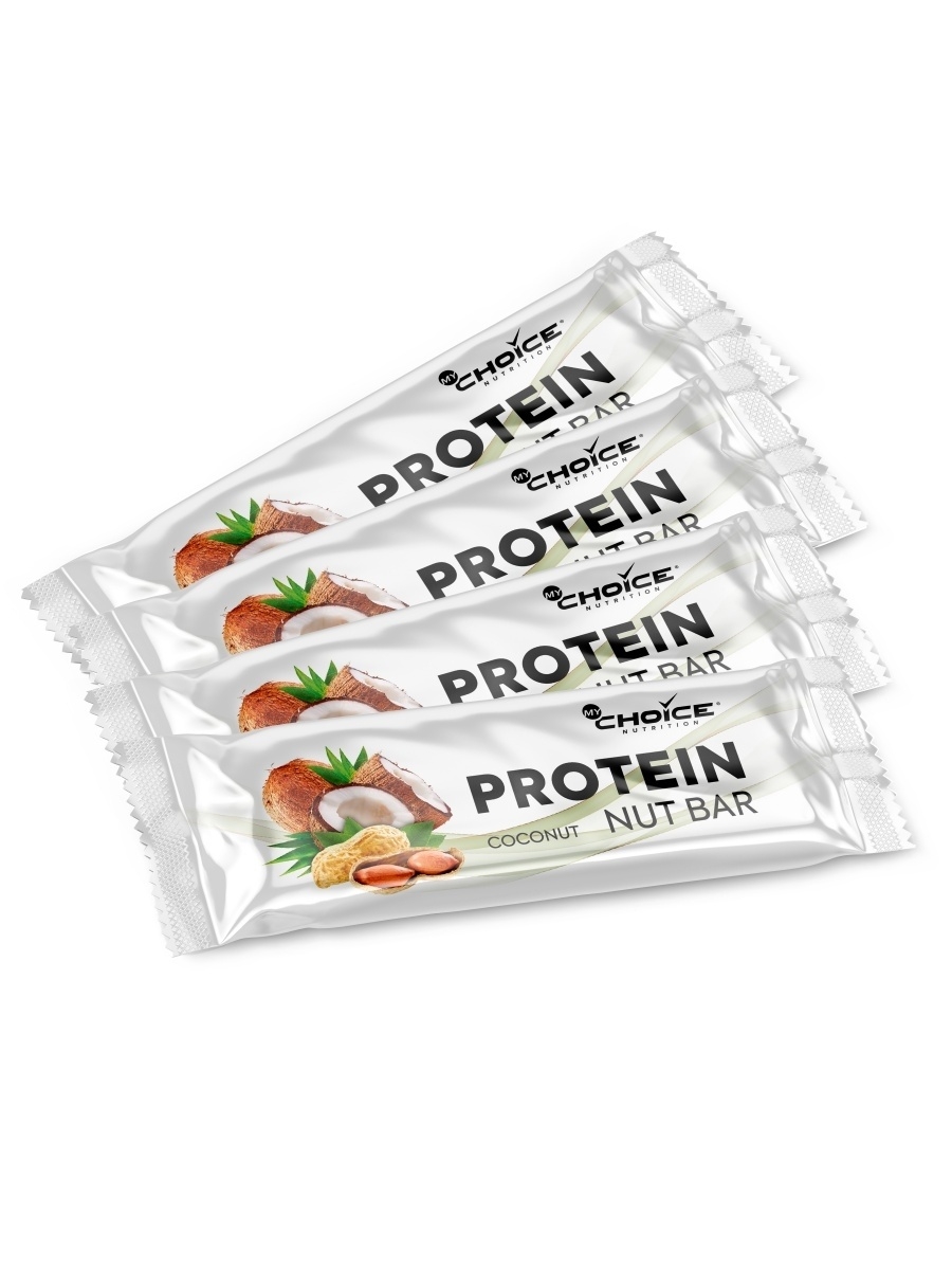 

MyChoice Nutrition Protein Nut Bar (4 шт) кокос, Protein Nut Bar (4 шт) кокос