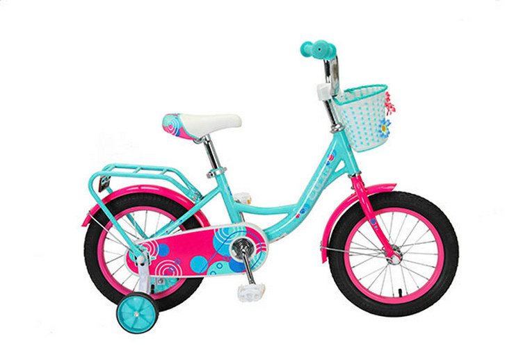 Велосипед детский STAR 702-14 90-110см бирюзовый с розовым гантель разборная обрезиненная в коробке 10 кг star fit db 716