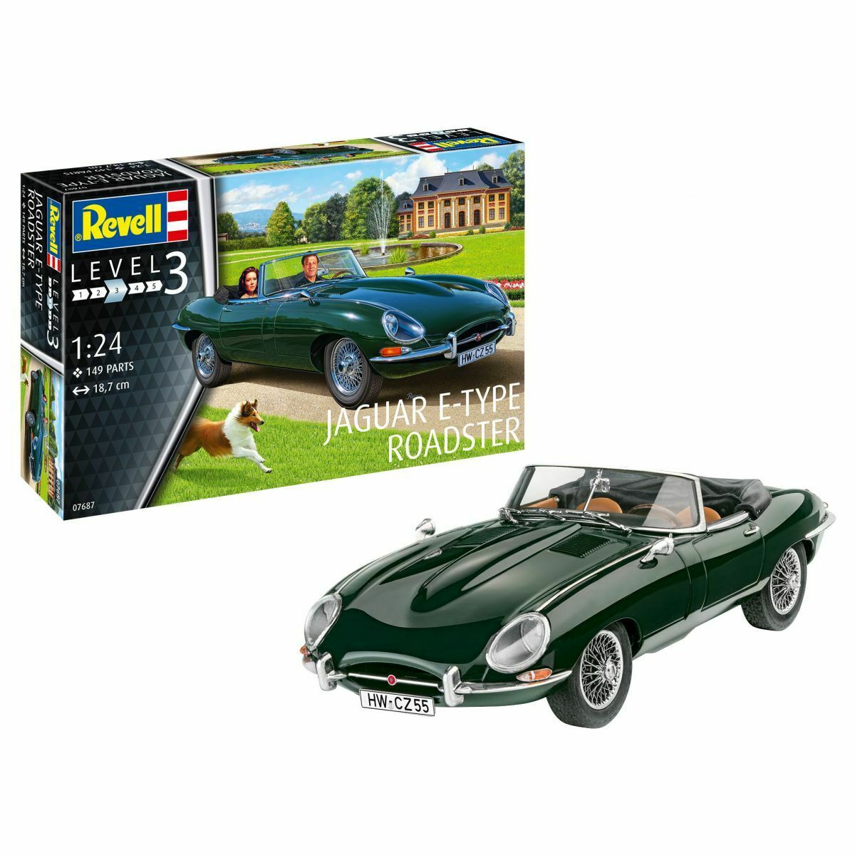 фото Сборная модель revell 1/24 набор автомобиль jaguar e-type roadster + краски 67687n