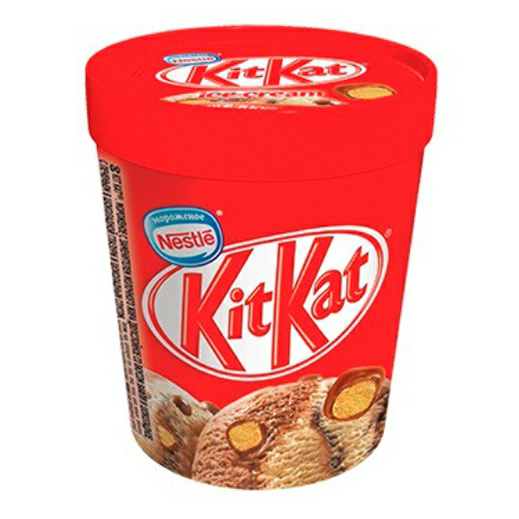 фото Мороженое сливочное kitkat шоколадное с шоколадным соусом и печеньем 270 г kit kat