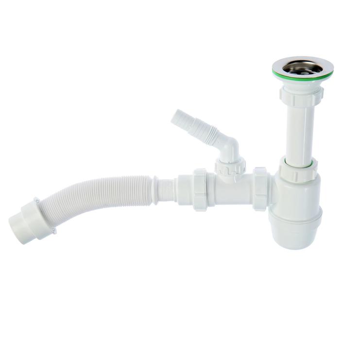 

Сифон для раковины Akvater, 1 1/4" х 40 мм, отвод для стир. машины, с гофрой 40х40/50 мм, Белый