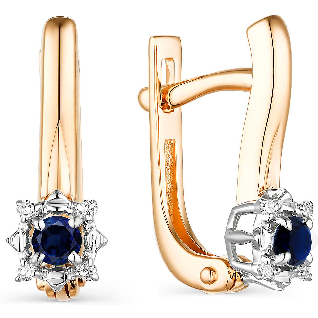 

Серьги женские из золота АЛЬКОР 23617-102, сапфир/бриллиант, 23617-102