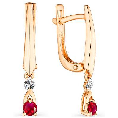 

Серьги женские из золота АЛЬКОР 23484-103, рубин/бриллиант, 23484-103