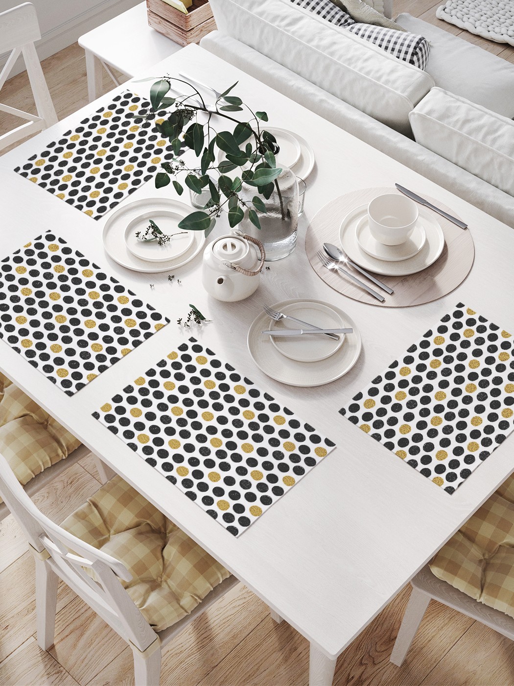 

Комплект салфеток JoyArty "Горошек гранж" для сервировки стола (32х46 см, 4 шт.), Горошек гранж