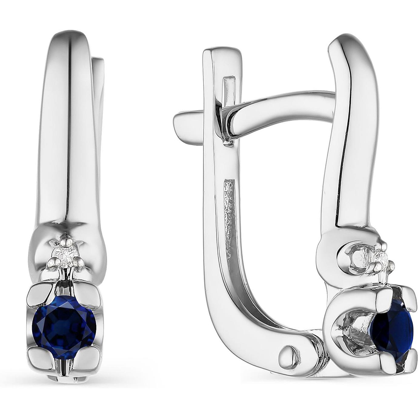 

Серьги женские из золота АЛЬКОР 23620-202, сапфир/бриллиант, 23620-202
