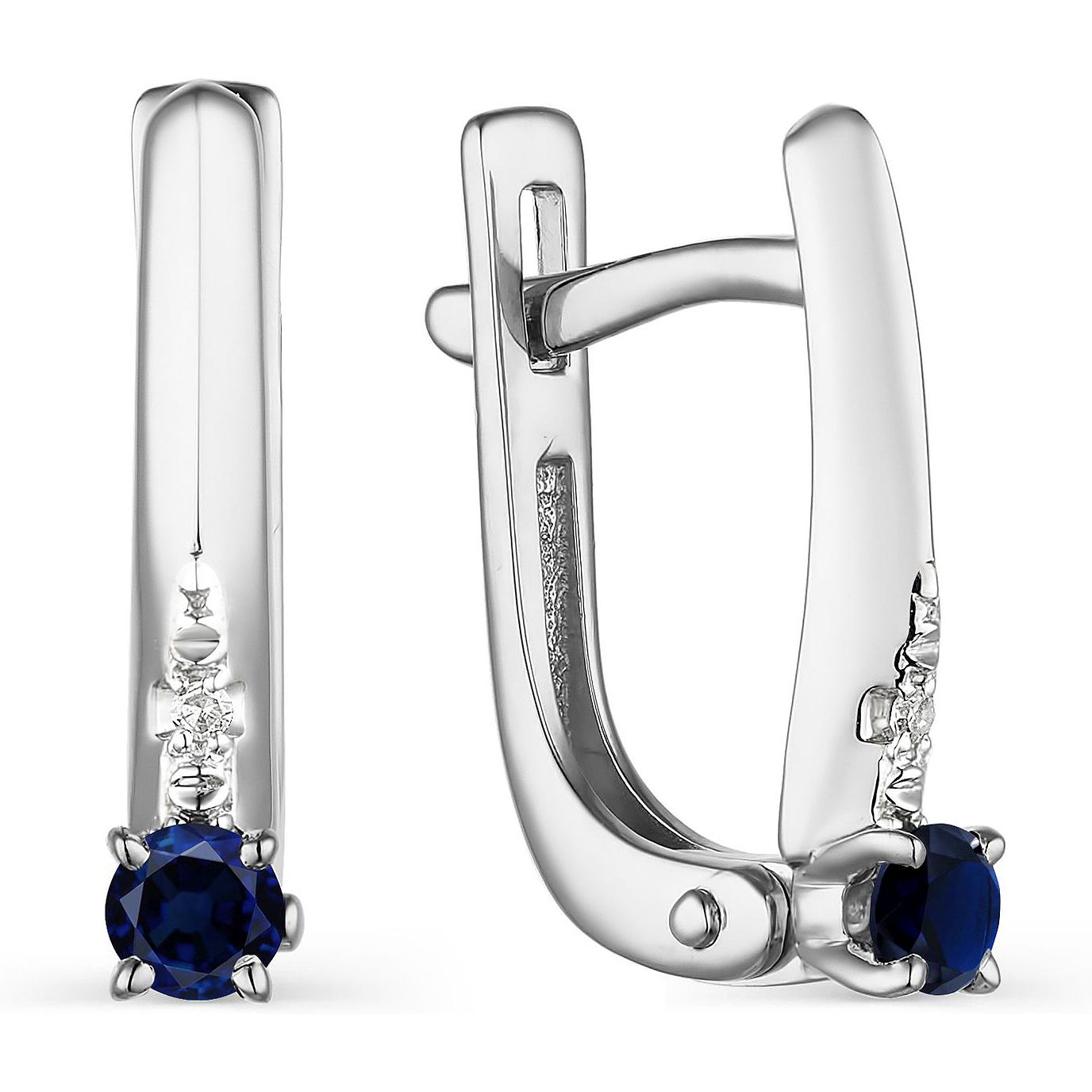 

Серьги женские из золота АЛЬКОР 23621-202, сапфир/бриллиант, 23621-202