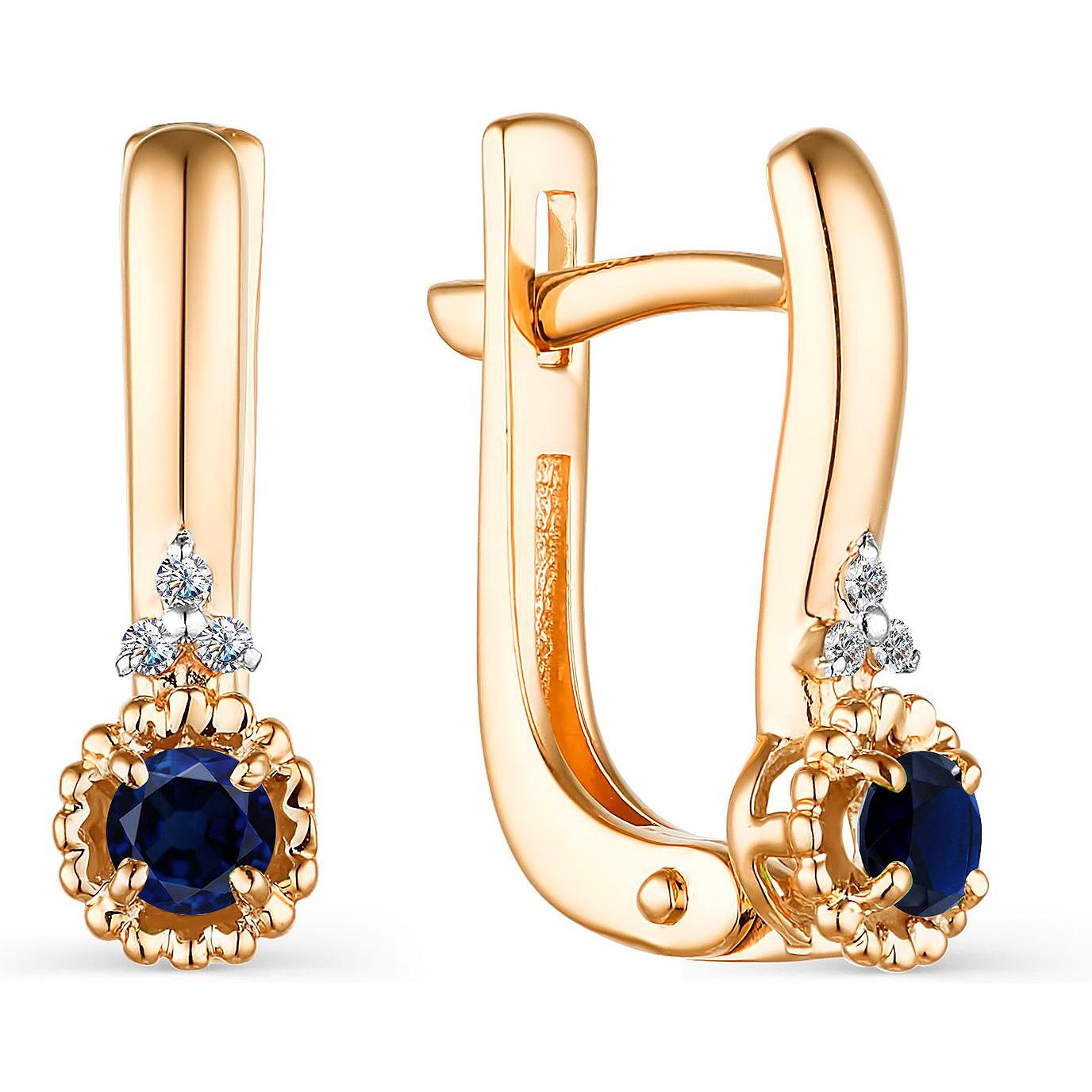 

Серьги женские из золота АЛЬКОР 23616-102, сапфир/бриллиант, 23616-102