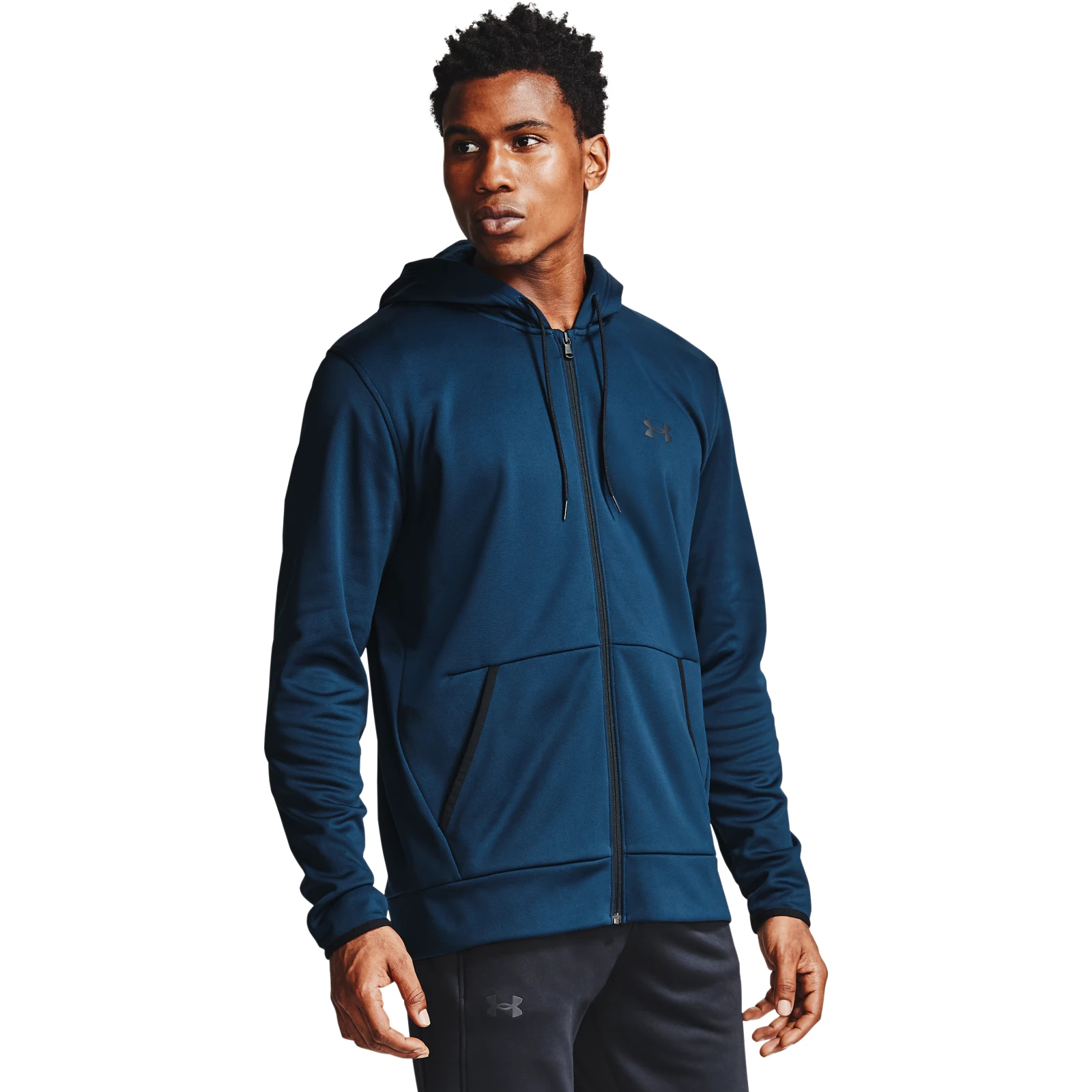 фото Толстовка мужская under armour fleece fz hoodie черная xxl