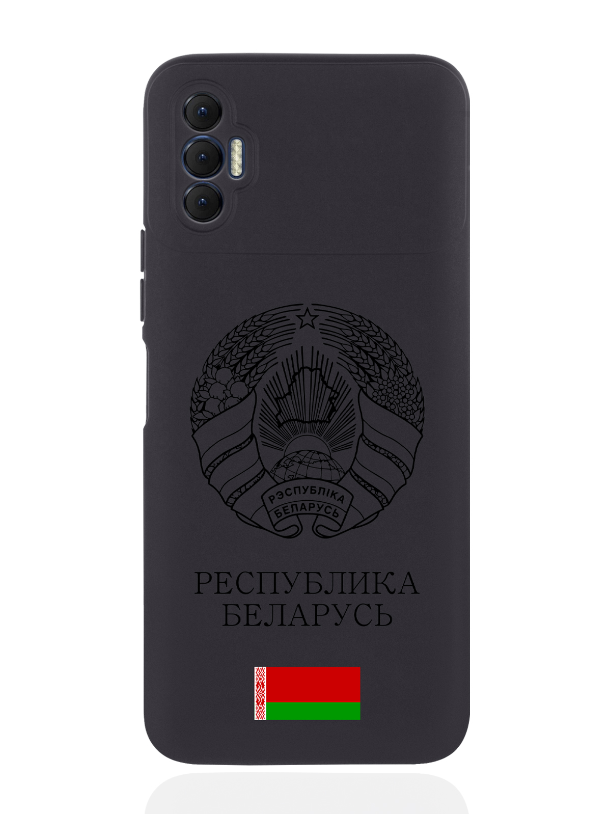 фото Чехол signumcase для tecno spark 8p черный лаковый герб белоруссии/герб беларуси черный